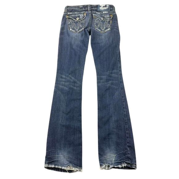 MEK Denim Jeans Women W24 L34 Blue Oaxaca Bootcut Stretch Back Embroidery - Picture 1 of 13